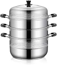 304 Stainless Steel Steamer/Soup Pot 4-Layer Large Capacity Household with Steamer 36cm 38cm/40cm Thickened Suitable for Gas Stove/Induction Cooker