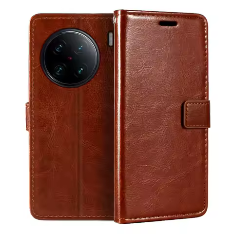 Case For Vivo X90 Pro+ Wallet Premium PU Magnetic Flip Case Cover With Card Holder And Kickstand For