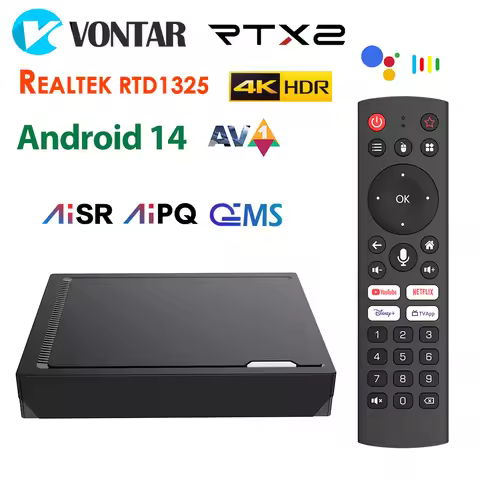 RT-X2 Android 14 TV Box 4GB 32G/4GB 64GB Realtek1325 CPU Mali-G57 GPU Support 2T2R Wifi5 BT5 Android