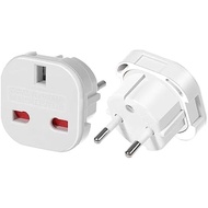 (Black-5pcs) UK to EU Travel Converter,UK 3-Pin to European 2-Pin Grounded Travel Adapter Plug，EU 2 