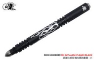 【angel 精品館 】Rick Hinderer 鋁製 火焰紋消光黑防衛筆-小 FLAMES BLACK
