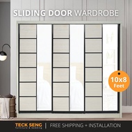 (FREE Shipping & FREE Installation) TECK SENG 10 Feet Sliding Doors Wardrobe / Anti-Jump / 3 Sliding