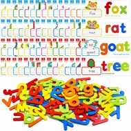 82PCS CVC & CVCC, CCVC Words Builders, 30 Double-Sided Cards & 52 Wooden Lowercase Letters, 2 Levels