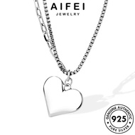 AIFEI JEWELRY 925 Chain Leher Heart 純銀項鏈 Accessories Simple Pendant Original Perempuan For Korean Silver Necklace Perak Sterling Rantai Women N277