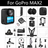 For GoPro MAX 2 Accessories Kit Storage Bag Tempered Glass Screen Protector Silicone Case Frame Moun