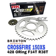 RK Sprocket Set Brixton Crossfire 150XS RK O-Ring CLIP Gold Chain 14-46 Rantai 428 Oring Brixton Cro