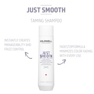 Goldwell Dual Senses Just Smooth Taming Shampoo 250ml - For Unruly Frizzy Hair • Provides Manageability &amp; Frizz Control