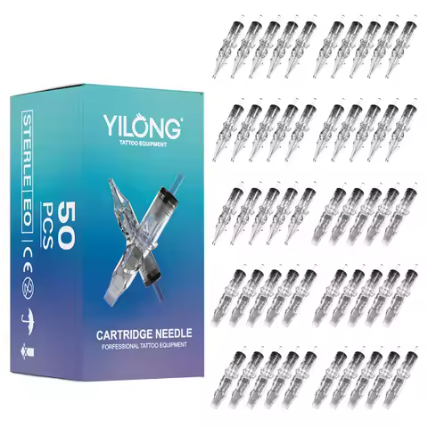 YILONG 50/20PCS Mixed Professional Tattoo Cartridge Needles with Membrane Safety Cartridges Disposab