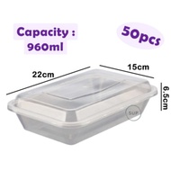 Microwave Rectangular Food Container with Dome Lid (960ml) (TNZ900)/ Take Away Food Container / Tapa
