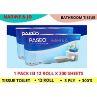 Paseo Toilet Tissue 12 ROLL 300 sheets Non Embossed