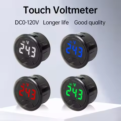 LED Digital Display Voltmeter Round 3 Wire DC Touch Car Voltage Meter With Reverse Connection Protec