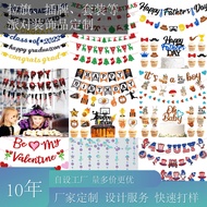 christmas deco christmas decoration 2024 Cross-Border Party Decoration Pull Flag Pull Flower Banner 