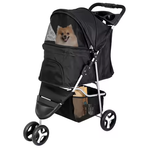 3 Wheels Travel Pet Stroller for Dogs and Cats Easy to Walk Foldable Stroller