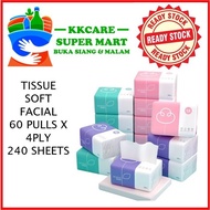 Tissue Soft Facial Tissue Paper 60 pulls x 4 Ply 240 sheets Kertas Tisu Tisu Lembut Muka 60 Tarik x 4 Helai 240 Keping