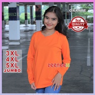 Women's Jumbo Long Sleeve T-Shirt, Chest Size 130, 3XL, 4XL, 5XL, Orange