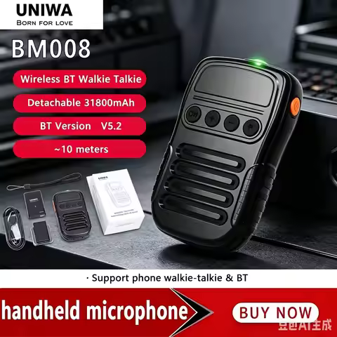 NEW UNIWA BM008 Zello SOS PTT Button Microphone 1800mAh BT Professional Handheld Universal for Mobil