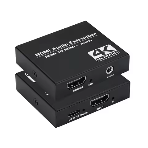 4K@30Hz HDMI Audio Extractor Splitter HDMI to HDMI with 3.5mm AUX Stereo Audio out Adapter for TV-Bo