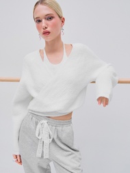 Cider Halter Wrap Knitted Long Sleeve Top