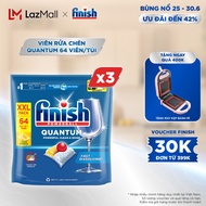 Combo 3 Viên Rửa Chén Bát Finish Powerball Quantum Powerful Clean & Shine 64 viên