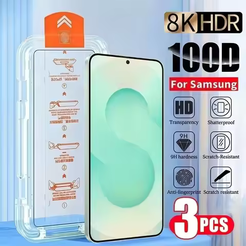 3Pcs 4K Ultra HD Tempered Glass Film for Galaxy S25 S24 S23 Ultra S22 S21 Plus S25 Edge One Click In