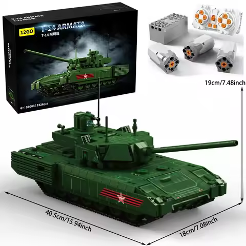 MOC Military T-14 Armata Main Battle Tank Building Blocks WW2 Army Soldier Weapons Model Bricks DIY