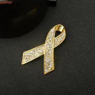 SA0HCR Black Ribbon Pin, Rhinestone Crystal Awareness Funeral Ribbon Badge Brooch, Enamel Black Ribb