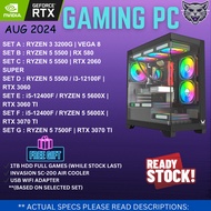 Budget Gaming PC Desktop 2024 with Intel/ Ryzen /RTX High Spec Fullset 24" Monitor 3 Years Warranty