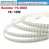 [100pcs] 0603 SMD Resistor 1% 1/10W 1K 10M 1.5K 2.2K 2.7K 10K 33K 22K 47K 51K 68K 100K 150K 270K 470