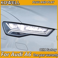 KOWELL Car Accessories for Audi A6 Headlight 2016-2019 Audi A6 Head Lamp DRL Turn Signal Low High Be