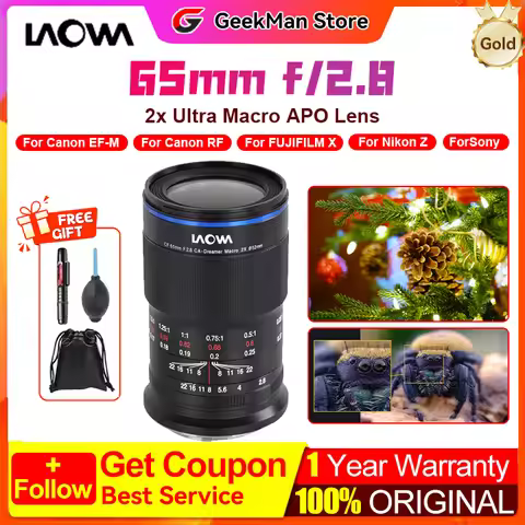Laowa 65mm f/2.8 2x Ultra Macro APO Lens for Sony E for FUJIFILM X for Canon EF-M for Nikon Z Camera
