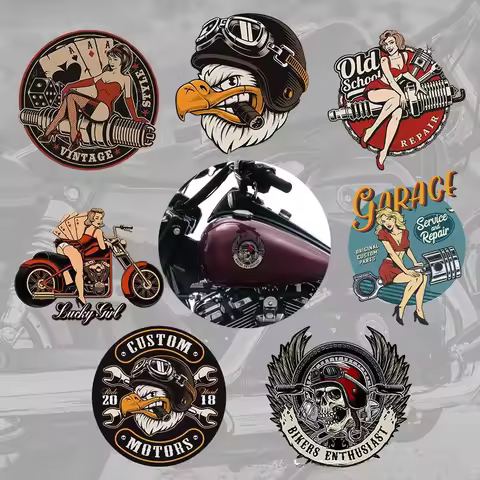 Motorcycle Sticker American Eagle Lucky girl Old school Decals Helmet Biker Vehicle Decal Fuel Tank 