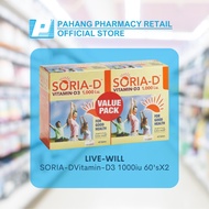 Live-well SORIA-D Vitamin-D3 1000iu 60's | 2x60's