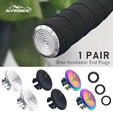 KRSEC 1 Pair Mountain Road Bike Handlebar End Plugs Aluminum Alloy Handle Bar End Cap MTB Bike Grip 