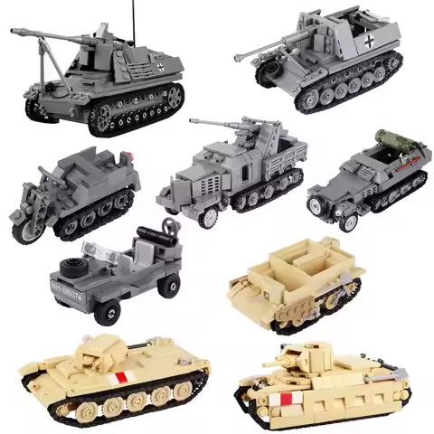 WW2 Military US British Tank Building Blocks Soldier Figures Vehicle Bren Weapons Gun Cannon Bricks 