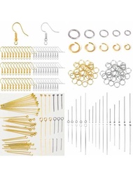 50-100入/批不鏽鋼珠針、眼針、球針(微微彎曲)、50-100入4、5、6、8、10mm不鏽鋼開跳環,金色或銀色。20-50入工藝品製作用不鏽鋼耳環掛鉤、魚鉤、法式鉤、螺旋式和球形式不加鎳,金色或銀色。3入diy製作珠寶首飾需要的工具包括鉗子、開跳環器和鑷子(存在輕微顏色差異)