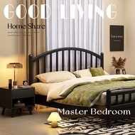 Ins Double Bed Wooden Bed Storage Bedroom Bed Modern Black Single Household 1.8m All 1.2m Simple Phy