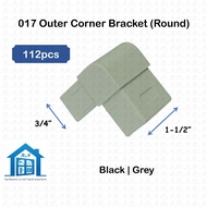 ⟬aga.alumglass⟭ 112pcs 017 @ 3/4" x 1-1/2" PVC Outer Corner Round Bracket for Aluminium