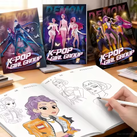 Anime Gilrs Lumi Mila Zoi Hunters Theme Coloring Book Line Art Tracing Book Drawing Picture Stress R