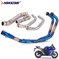 MAKAZABI 51 มม./2 นิ้วสำหรับ Yamaha YZF R25 R3 MT03 รถจักรยานยนต์ไอเสียระบบ Escape ดัดแปลงด้านหน้ากลาง Link ท่อด้านหน้าท่อสแตนเลส YZF-R25 YZF-R3 MT-03 Header Link ท่อ