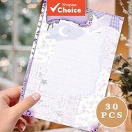 30 sheets. B5 vintage purple healing stationery paper, watercolor style letter paper, tearable notep
