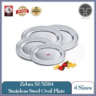 [TeoHin] Zebra SUS304 Oval Plate, Steaming Plate Stainless Steel, shallow, steamed fish meat tray