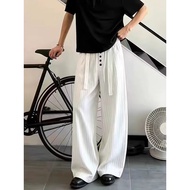 【Hatton Gutto COD】Casual striped suit pants men's summer ice silk loose wide leg pants
