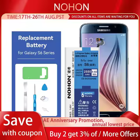 NOHON Battery Replacement for Samsung Galaxy S6 S6 Edge S6 Edge Plus EB-BG920ABE EB-BG925ABE EB-BG92