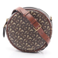【二手】Burberry TB Monogram 圓形肩背包 80265891ブラウンPVC 塗層帆布皮革 TB Monogram 單肩背包