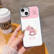 Transparent HP Case with Laser-stretch Galvanized Frame, Pink Pony Horse Motif on the Rattling Chair