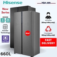[FAST DELIVERY] Hisense Side by Side Inverter Fridge 620L Refrigerator RS708N4ASN1 / RS708N4ABN1 [Pe
