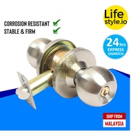 Cylinder Lock Set Push Button Lockset Tombol Pintu Bilik / Cylindrical Knob Door (32mm - 47mm) Black / Bronze / Silver