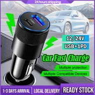 Wireless Mini Dual USB Type C PD QC Fast Charging Car Charger 12V 24V Car Phone Charger Adapter Universal Compatibility Samsung Huawei Oppo Vivo