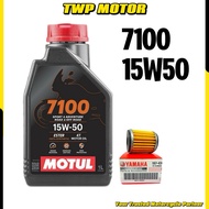 TWP MOTUL 7100 4T 15W50 Fully Synthetic ESTER Performance Motorcycle Engine Oil 1L Minyak Hitam Oil 