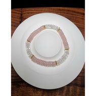 Mixed Pink Rose Clear Quartz Brazil Full Stone Bracelet 2x6mmnatural F1245